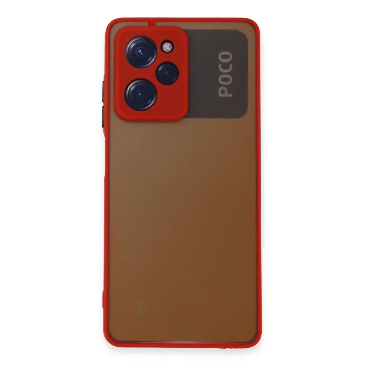 Mey İthalat®  Xiaomi Poco X5 Pro 5G Kılıf Montreal Silikon Kapak - Kırmızı