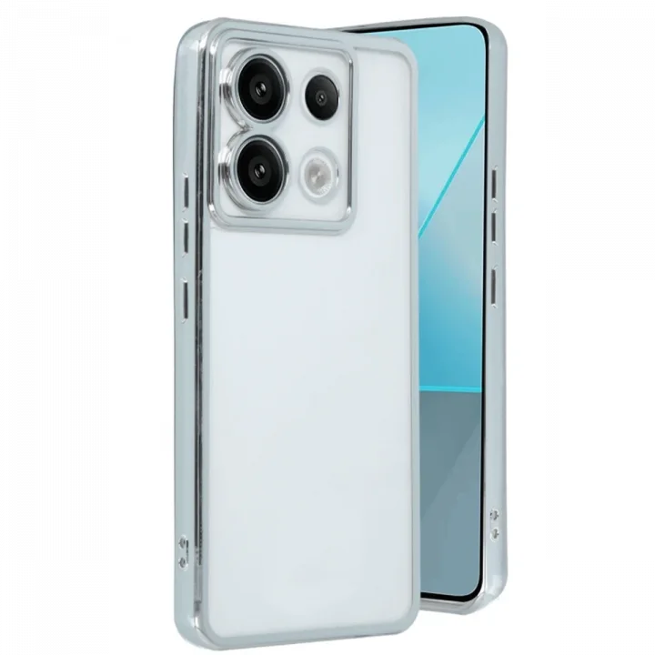 Mey İthalat®  Xiaomi Poco X6 Kılıf  Lensli Silikon - Gümüş