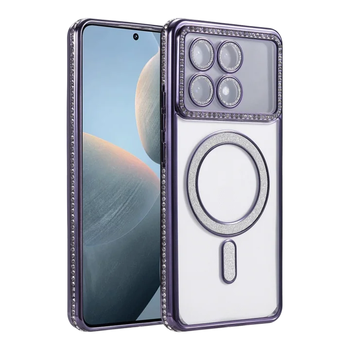 Mey İthalat®  Xiaomi Poco X6 Pro Joke Simli Magneticsafe Kılıf - Derin Mor