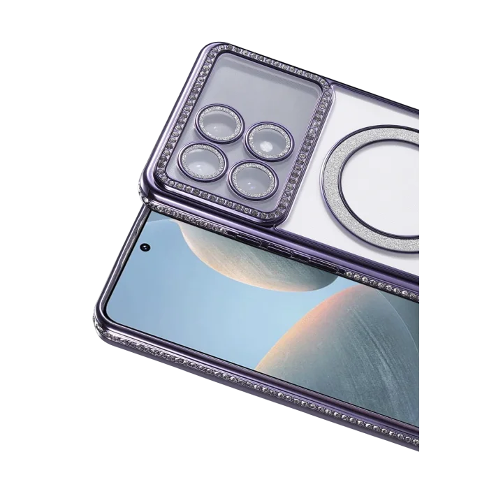 Mey İthalat®  Xiaomi Poco X6 Pro Joke Simli Magneticsafe Kılıf - Derin Mor