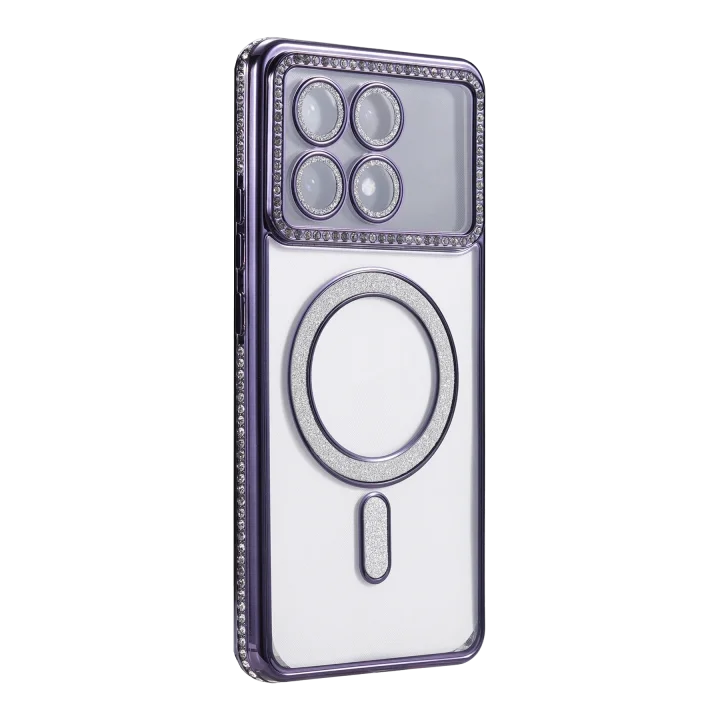 Mey İthalat®  Xiaomi Poco X6 Pro Joke Simli Magneticsafe Kılıf - Derin Mor