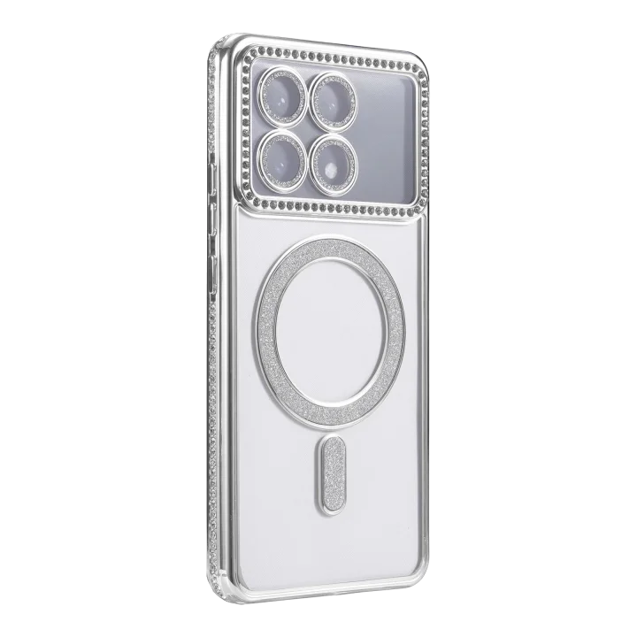 Mey İthalat®  Xiaomi Poco X6 Pro Joke Simli Magneticsafe Kılıf - Gümüş