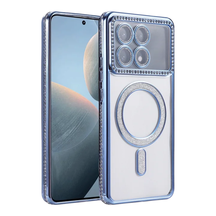 Mey İthalat®  Xiaomi Poco X6 Pro Joke Simli Magneticsafe Kılıf - Mavi