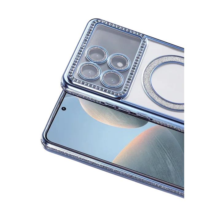 Mey İthalat®  Xiaomi Poco X6 Pro Joke Simli Magneticsafe Kılıf - Mavi