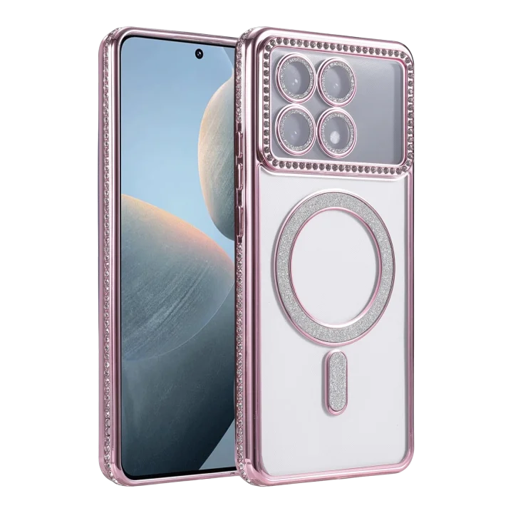 Mey İthalat®  Xiaomi Poco X6 Pro Joke Simli Magneticsafe Kılıf - Pembe