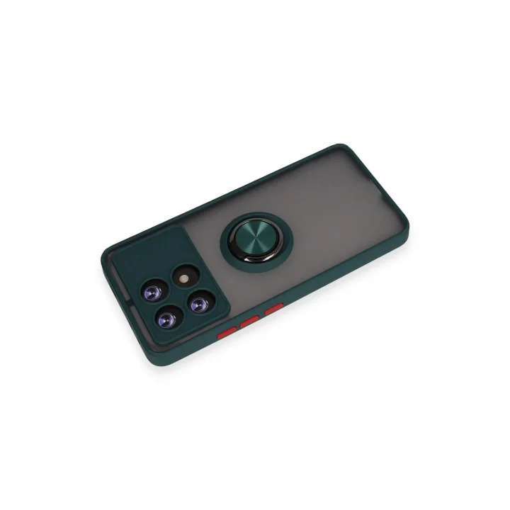 Mey İthalat®  Xiaomi Poco X6 Pro Kılıf Montreal Yüzüklü Silikon Kapak - Yeşil