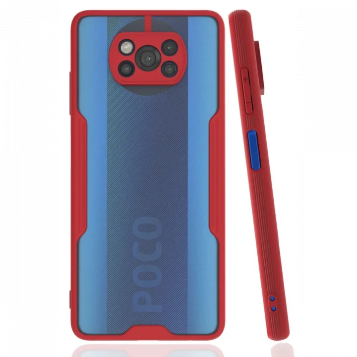 Mey İthalat®   Pocophone X3 Kılıf Platin Silikon - Kırmızı