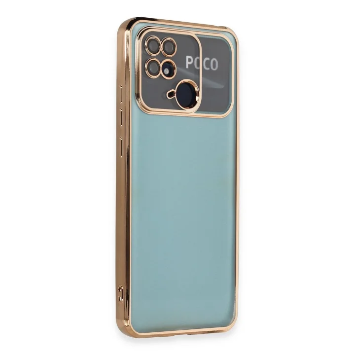Mey İthalat®  Xiaomi Redmi 10C Kılıf  Lensli Silikon - Gold
