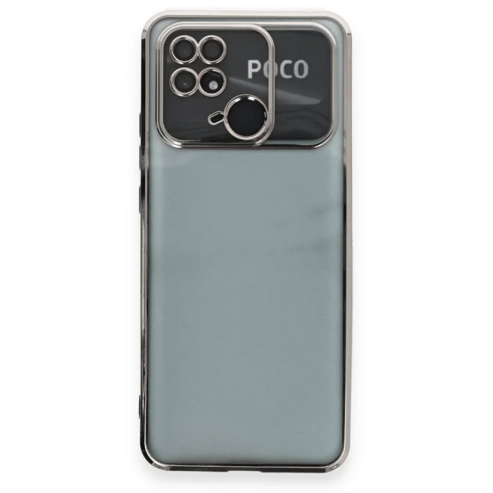Mey İthalat®   Redmi 10C Kılıf  Lensli Silikon - Gümüş