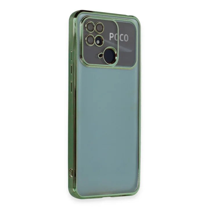 Mey İthalat®   Redmi 10C Kılıf  Lensli Silikon - Yeşil