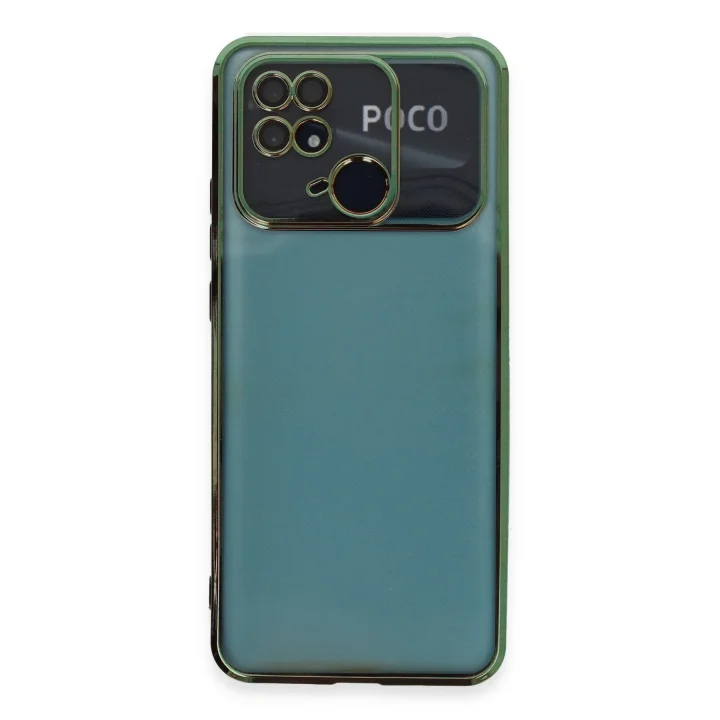 Mey İthalat®   Redmi 10C Kılıf  Lensli Silikon - Yeşil