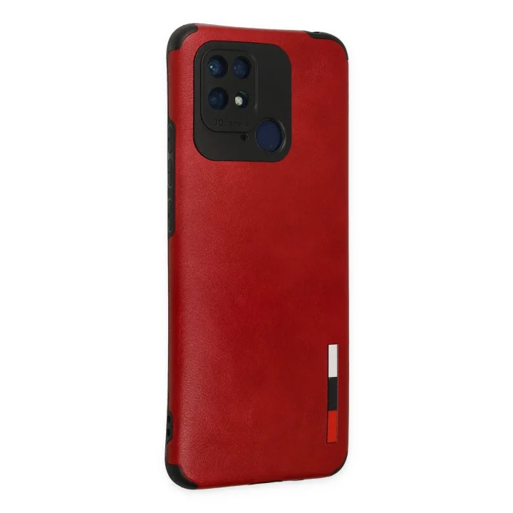 Mey İthalat®  Xiaomi Redmi 10C Kılıf Loop Deri Silikon - Kırmızı