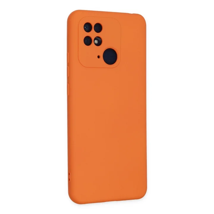 Mey İthalat®  Xiaomi Redmi 10C Kılıf Nano içi Kadife Silikon - Turuncu