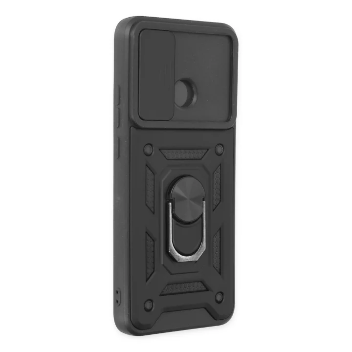 Mey İthalat®  Xiaomi Redmi 10C Kılıf Pars Lens Yüzüklü Silikon - Siyah