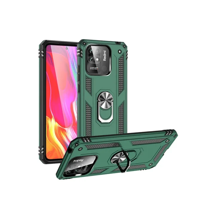 Mey İthalat®  Xiaomi Redmi 10C Kılıf Sofya Yüzüklü Silikon Kapak - Yeşil