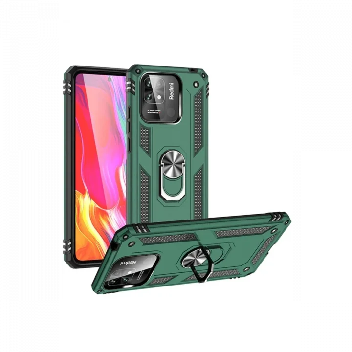 Mey İthalat®  Xiaomi Redmi 10C Kılıf Sofya Yüzüklü Silikon Kapak - Yeşil