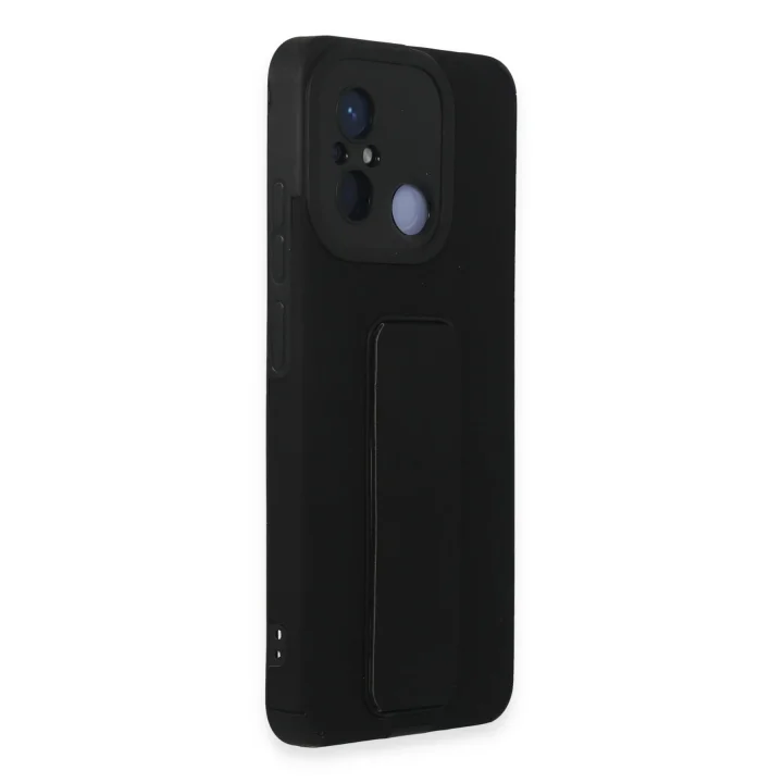 Mey İthalat®   Redmi 12C Kılıf Mega Standlı Silikon - Siyah