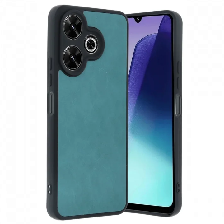 Mey İthalat®   Redmi 13 4G Kılıf Aras Deri Kapak - Açık Yeşil