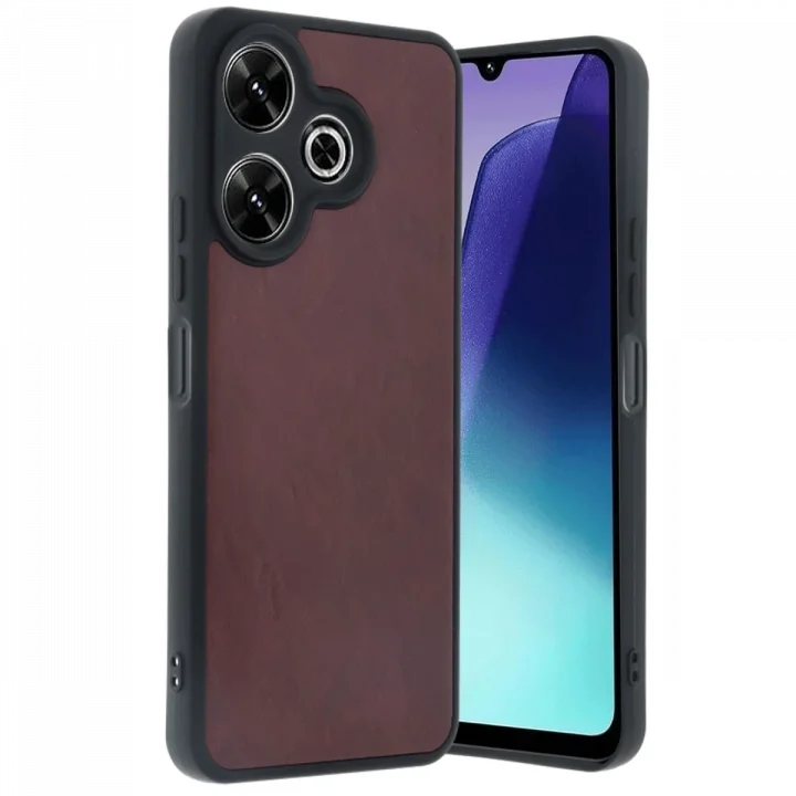Mey İthalat®   Redmi 13 4G Kılıf Aras Deri Kapak - Bordo