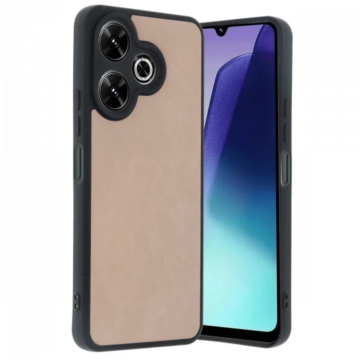 Mey İthalat®   Redmi 13 4G Kılıf Aras Deri Kapak - Pudra