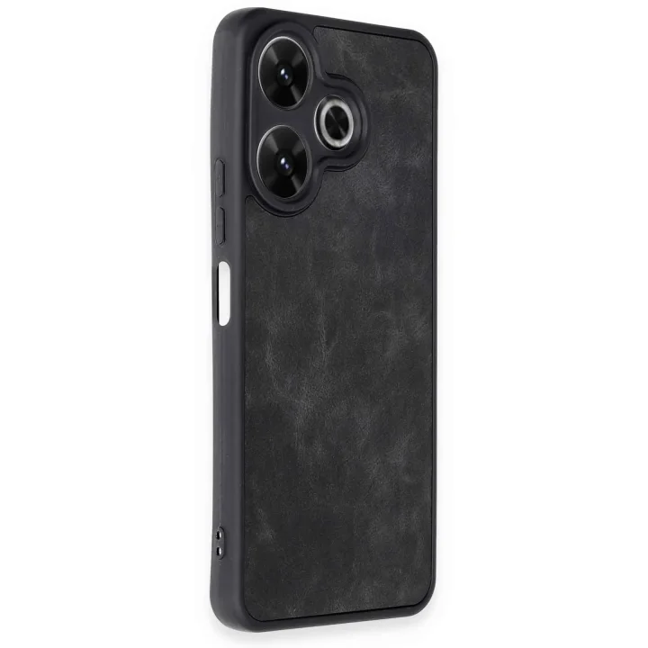 Mey İthalat®   Redmi 13 4G Kılıf Aras Deri Kapak - Siyah