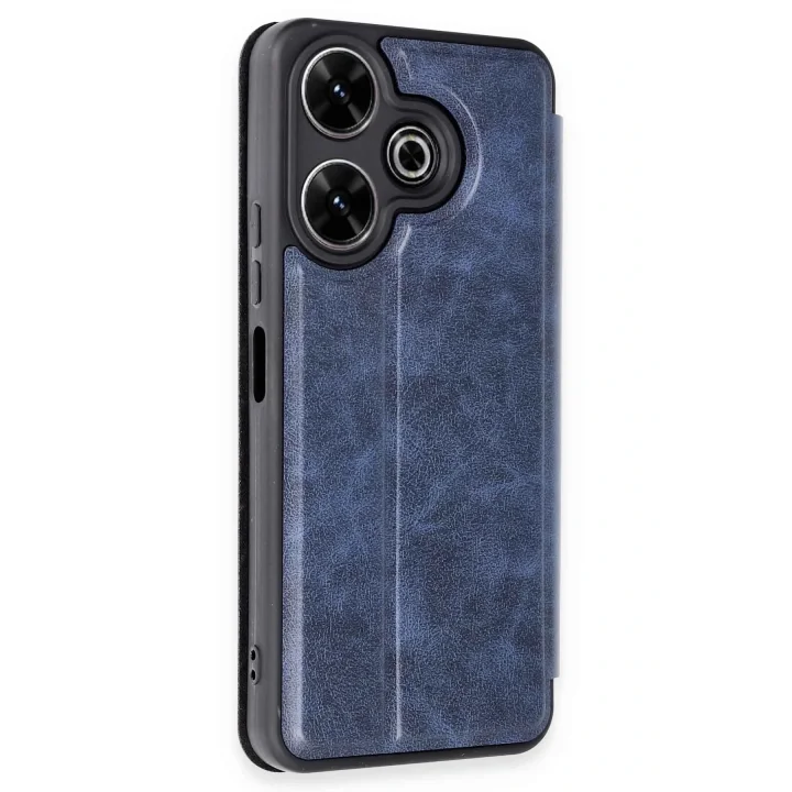 Mey İthalat®   Redmi 13 4G Kılıf Flip Cover - Lacivert