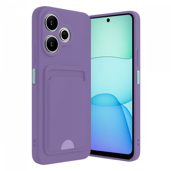 Mey İthalat®   Redmi 13 4G Kılıf Kelvin Kartvizitli Silikon - Lila
