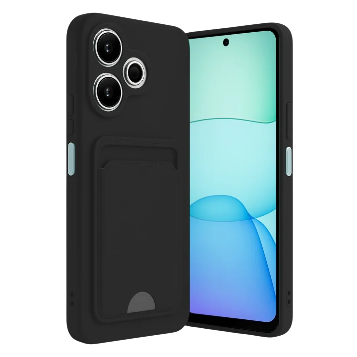 Mey İthalat®   Redmi 13 4G Kılıf Kelvin Kartvizitli Silikon - Siyah