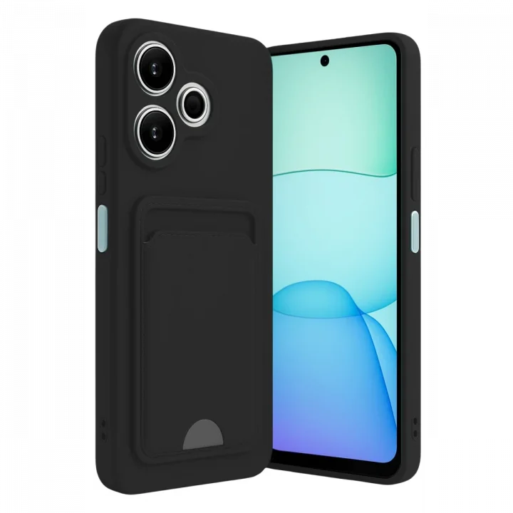 Mey İthalat®   Redmi 13 4G Kılıf Kelvin Kartvizitli Silikon - Siyah
