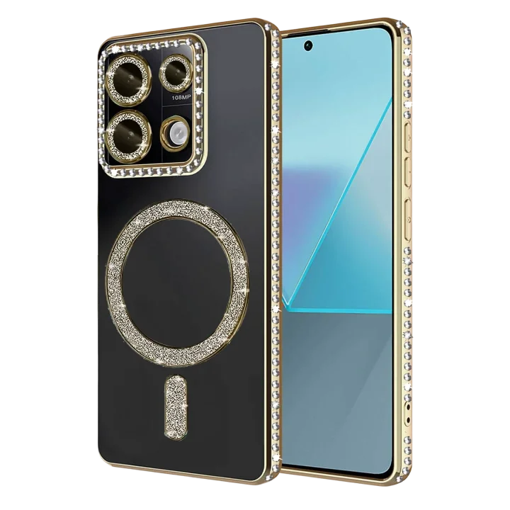 Mey İthalat®  Xiaomi Redmi 13C Joke Simli Magneticsafe Kılıf - Gold