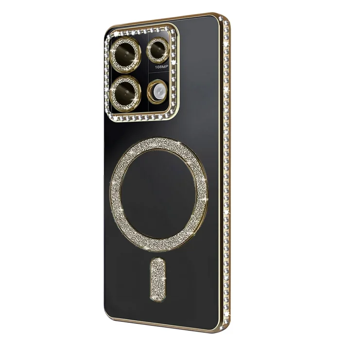 Mey İthalat®  Xiaomi Redmi 13C Joke Simli Magneticsafe Kılıf - Gold