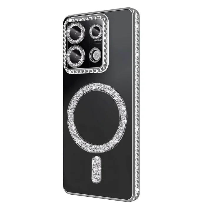 Mey İthalat®  Xiaomi Redmi 13C Joke Simli Magneticsafe Kılıf - Gümüş