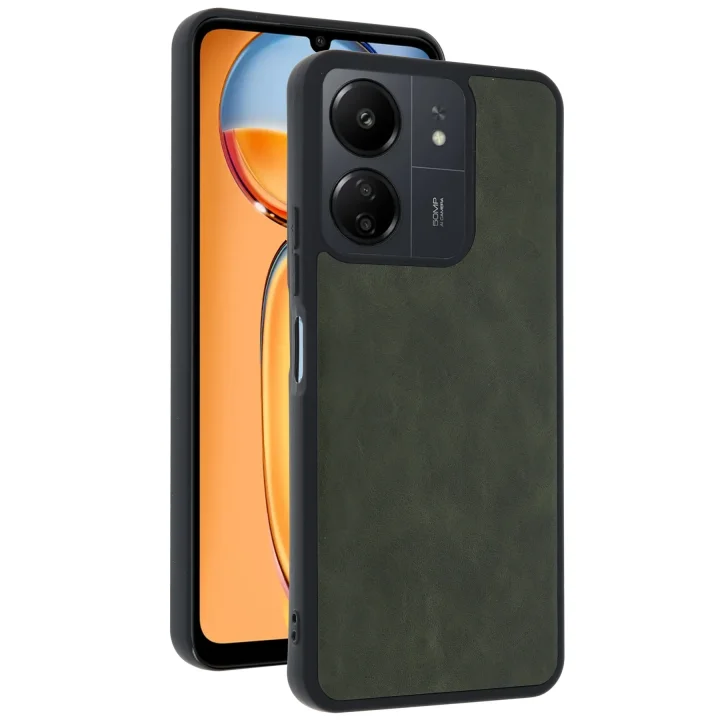 Mey İthalat®   Redmi 13C Kılıf Aras Deri Kapak - Açık Yeşil