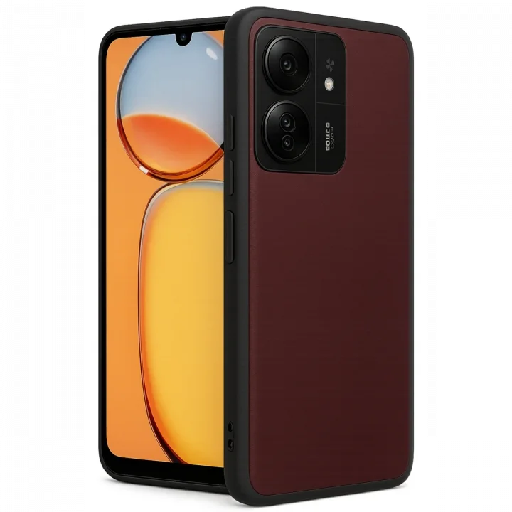 Mey İthalat®   Redmi 13C Kılıf Aras Deri Kapak - Bordo