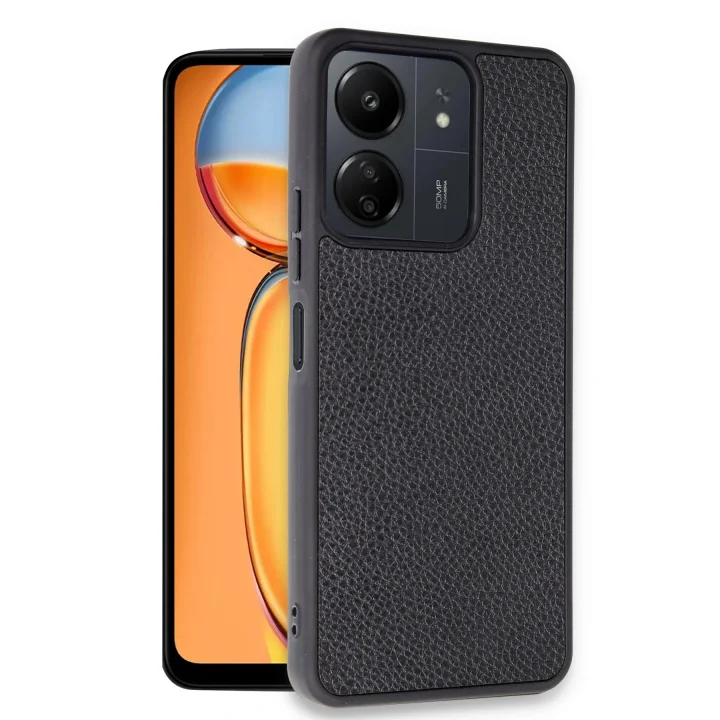 Mey İthalat®   Redmi 13C Kılıf Aras Deri Kapak - Siyah