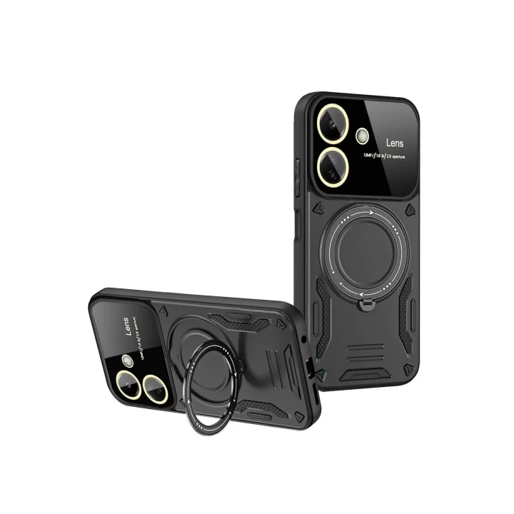Mey İthalat®  Xiaomi Redmi 13C Kılıf Joy Lens Standlı Kapak - Siyah