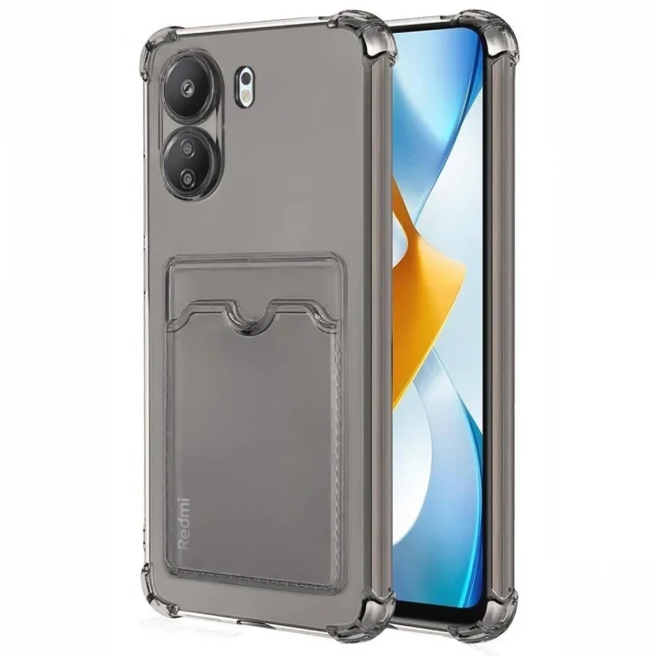 Mey İthalat®  Xiaomi Redmi 13C Kılıf Kart Şeffaf Silikon - Şeffaf