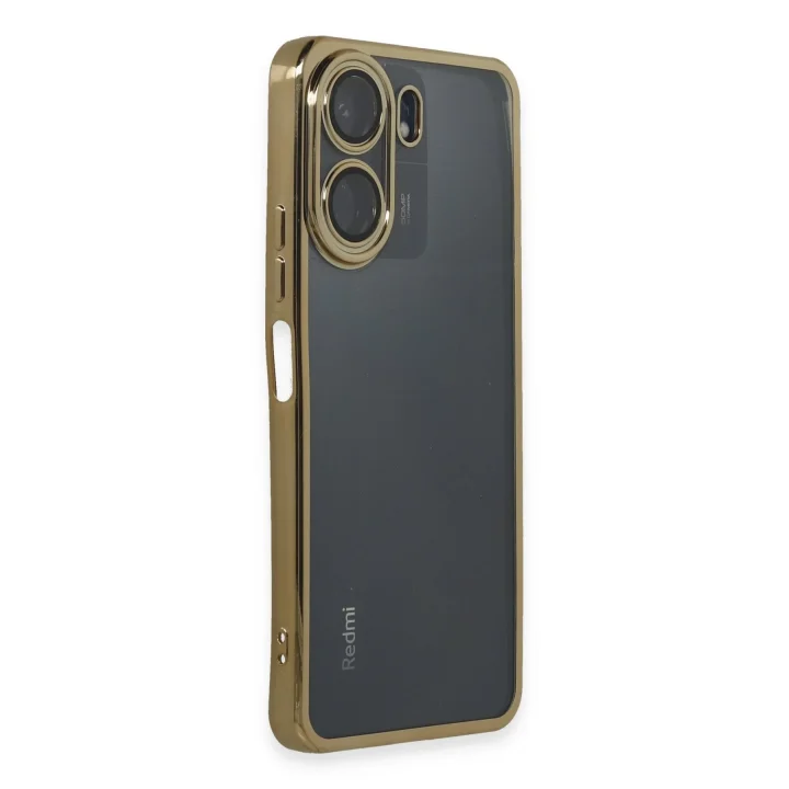 Mey İthalat®   Redmi 13C Kılıf  Lensli Silikon - Gold