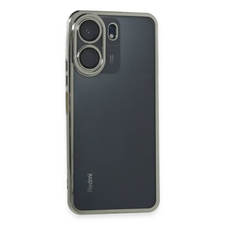 Mey İthalat®   Redmi 13C Kılıf  Lensli Silikon - Gümüş