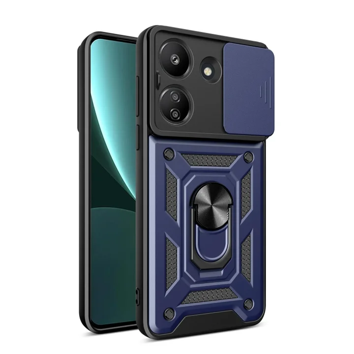 Mey İthalat®   Redmi 13C Kılıf Pars Lens Yüzüklü Silikon - Lacivert