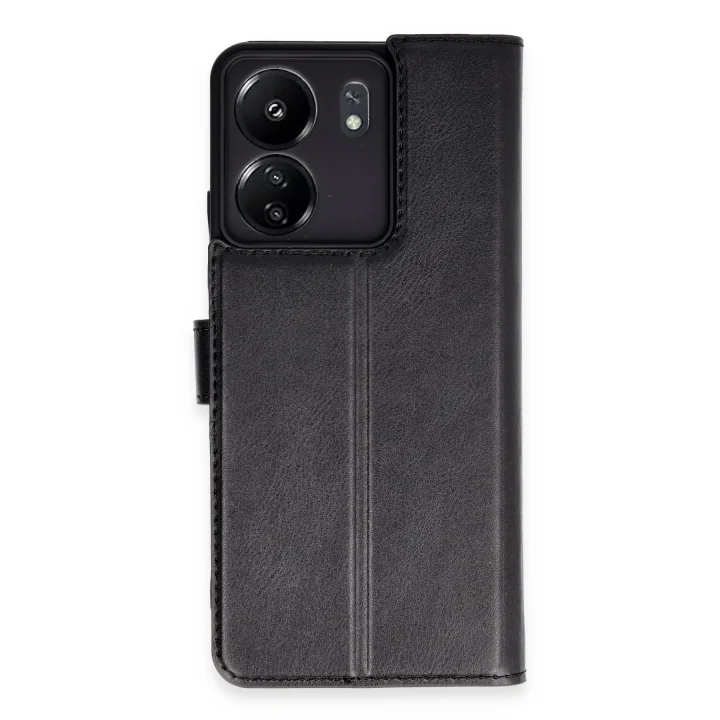 Mey İthalat®   Redmi 13C Kılıf Trend S Plus Kapaklı Kılıf - Siyah