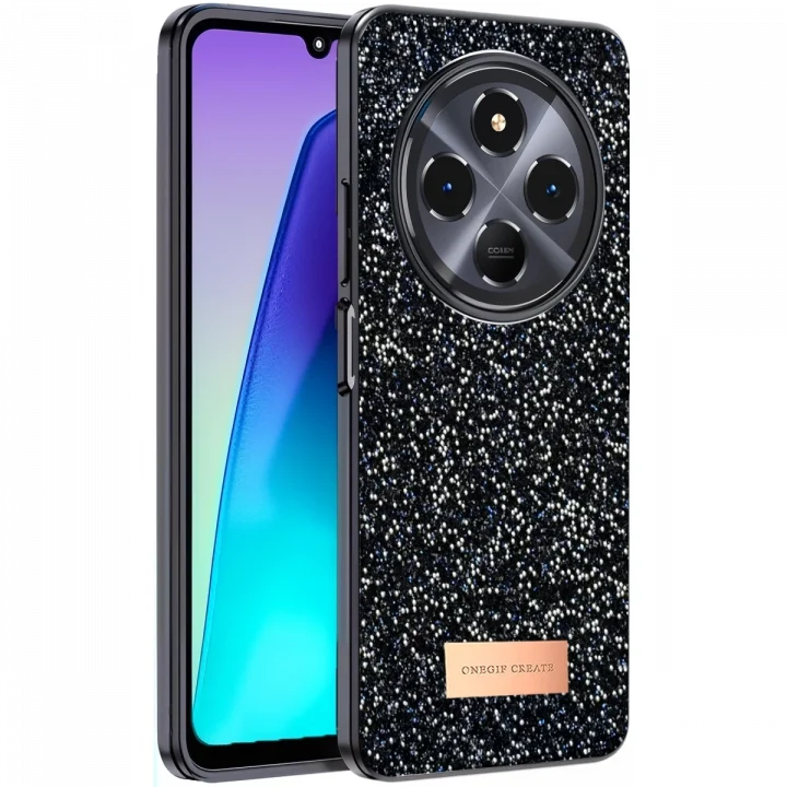 Mey İthalat®  Xiaomi Redmi 14C Bright Simli Kapak - Siyah