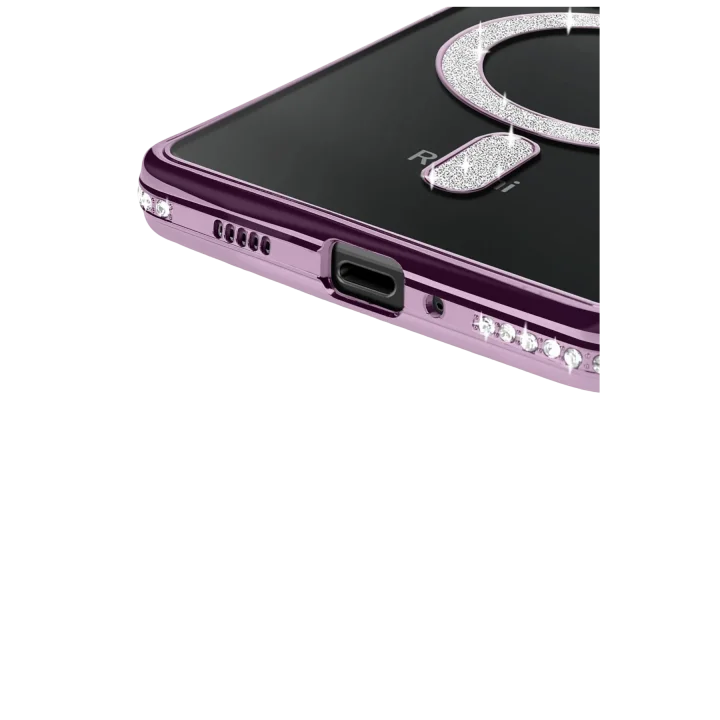 Mey İthalat®   Redmi 14C Joke Simli Magneticsafe Kılıf - Derin Mor