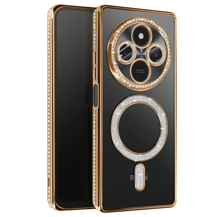 Mey İthalat®  Xiaomi Redmi 14C Joke Simli Magneticsafe Kılıf - Gold