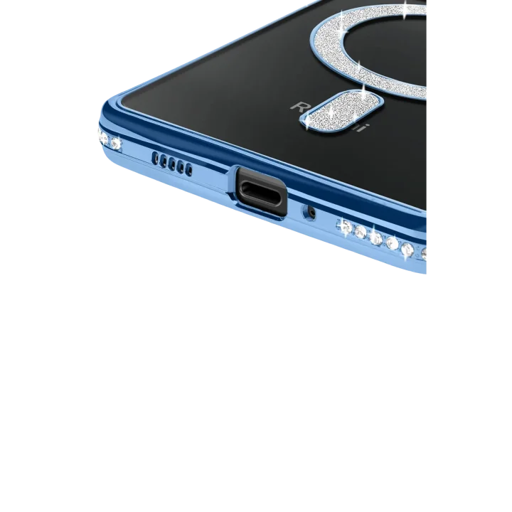 Mey İthalat®   Redmi 14C Joke Simli Magneticsafe Kılıf - Mavi