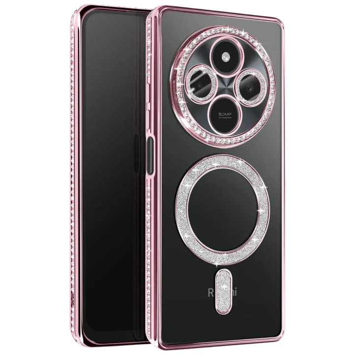 Mey İthalat®  Xiaomi Redmi 14C Joke Simli Magneticsafe Kılıf - Pembe