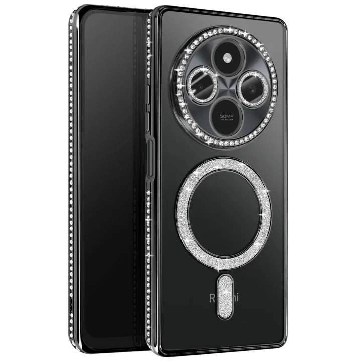 Mey İthalat®  Xiaomi Redmi 14C Joke Simli Magneticsafe Kılıf - Siyah