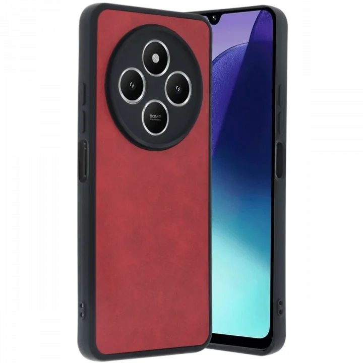 Mey İthalat®   Redmi 14C Kılıf Aras Deri Kapak - Kırmızı