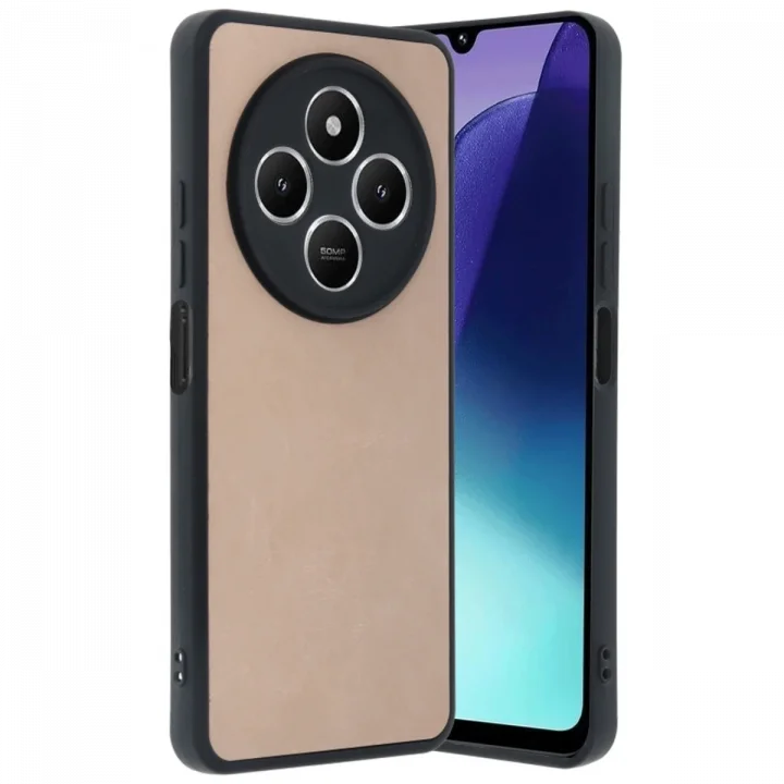 Mey İthalat®   Redmi 14C Kılıf Aras Deri Kapak - Pudra