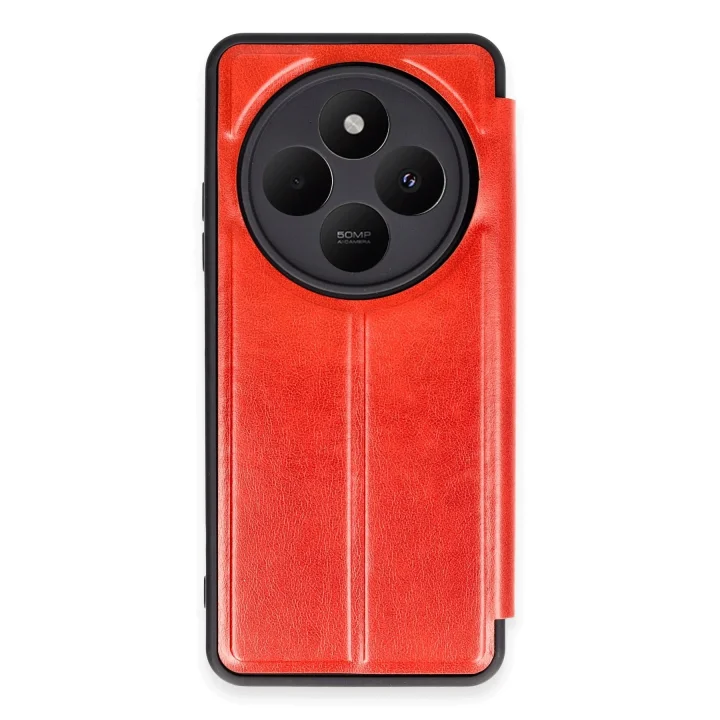 Mey İthalat®   Redmi 14C Kılıf Flip Cover - Kırmızı